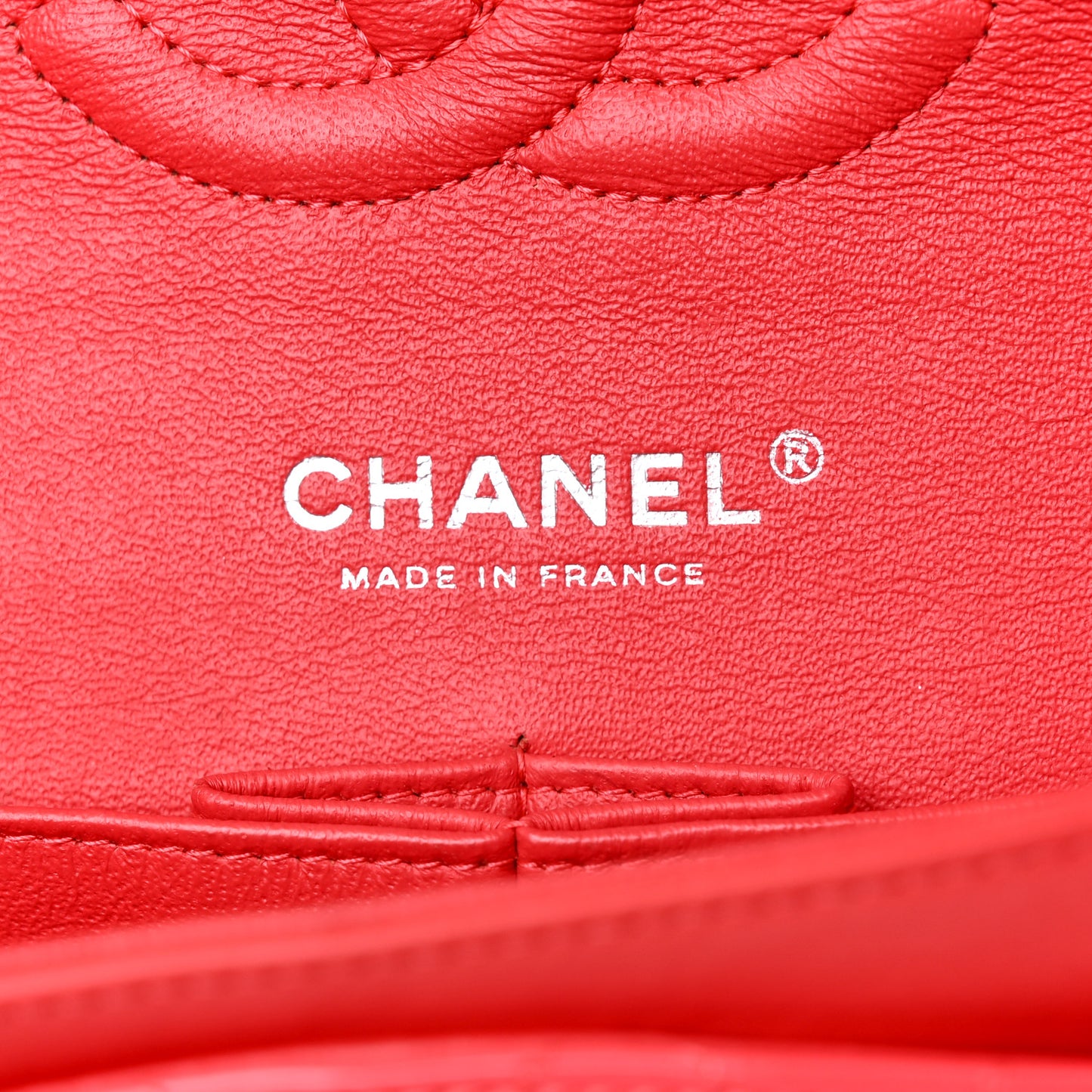 Patent Calfskin Quilted Medium Double Flap Red