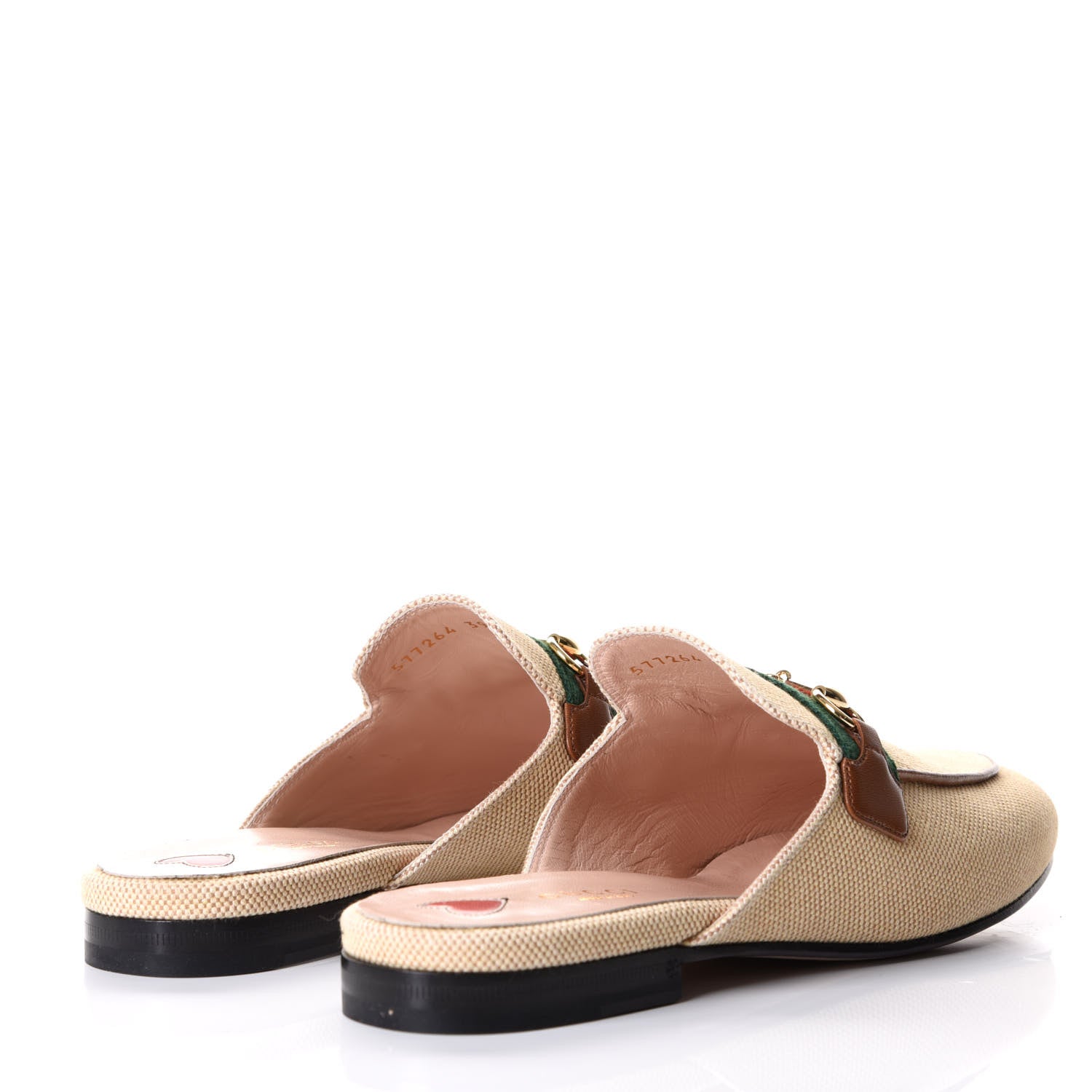 Gucci Canvas Vintage Charlotte Princetown Slippers 39 Cuir 4 of 9