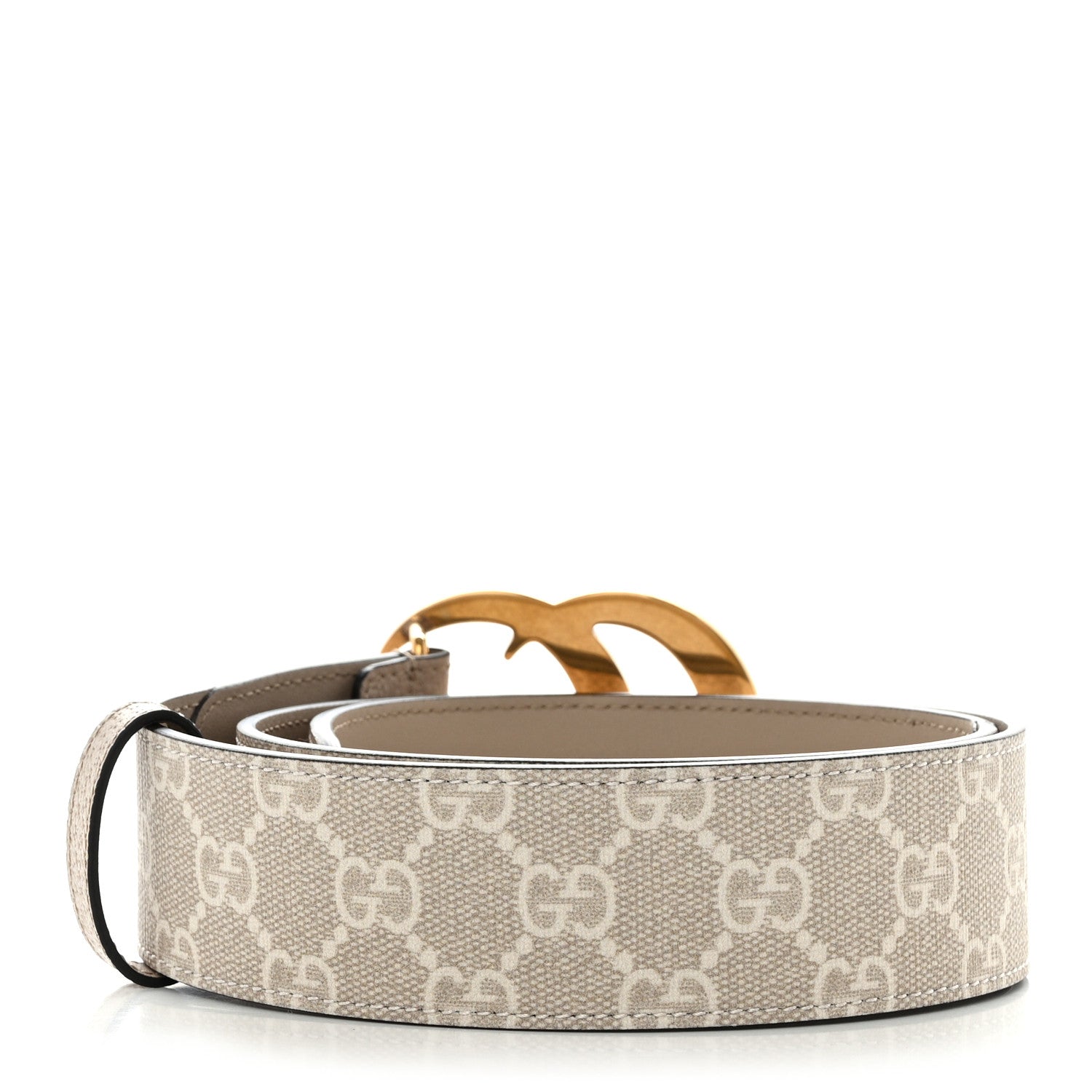 Gucci GG Supreme Monogram Matte Plutone Calfskin Double G 40mm Belt 80 32 Beige Ebony Mystic White 2 of 5