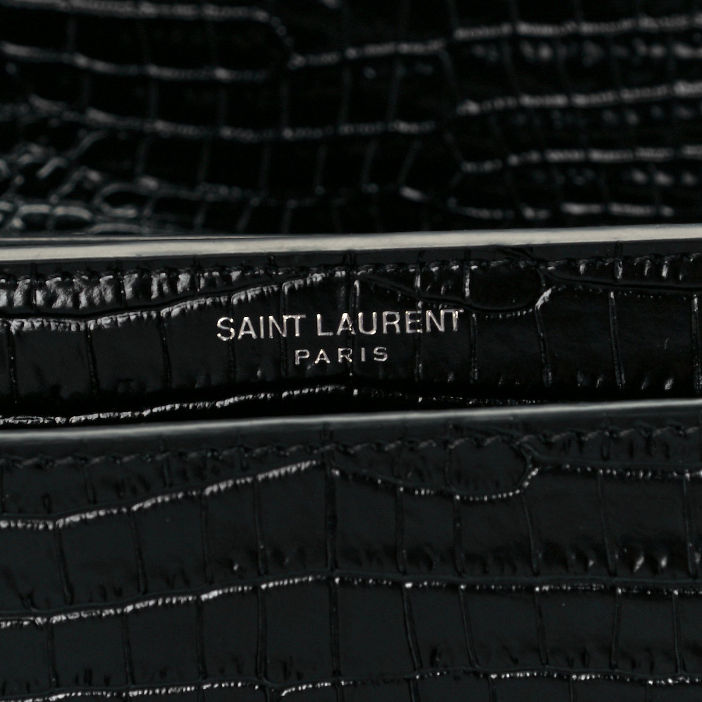 Calfskin Crocodile Embossed Medium Monogram Sunset Black