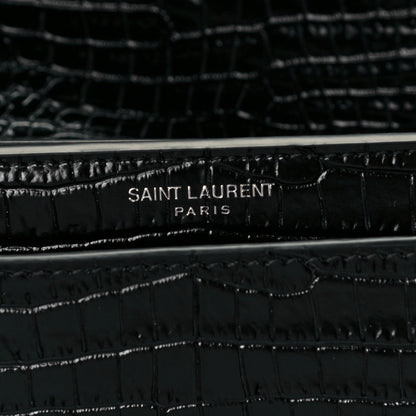 Saint Laurent Calfskin Crocodile Embossed Medium Monogram Sunset Black 7 of 13