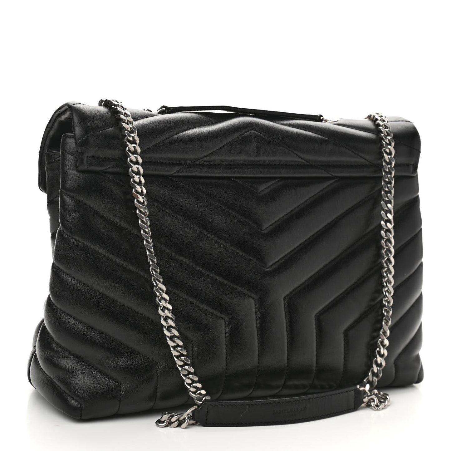 Calfskin Y Quilted Monogram Medium Loulou Chain Satchel Black