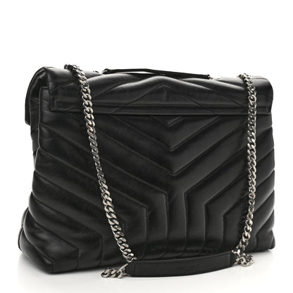 Saint Laurent Calfskin Y Quilted Monogram Medium Loulou Chain Satchel Black 2 of 11