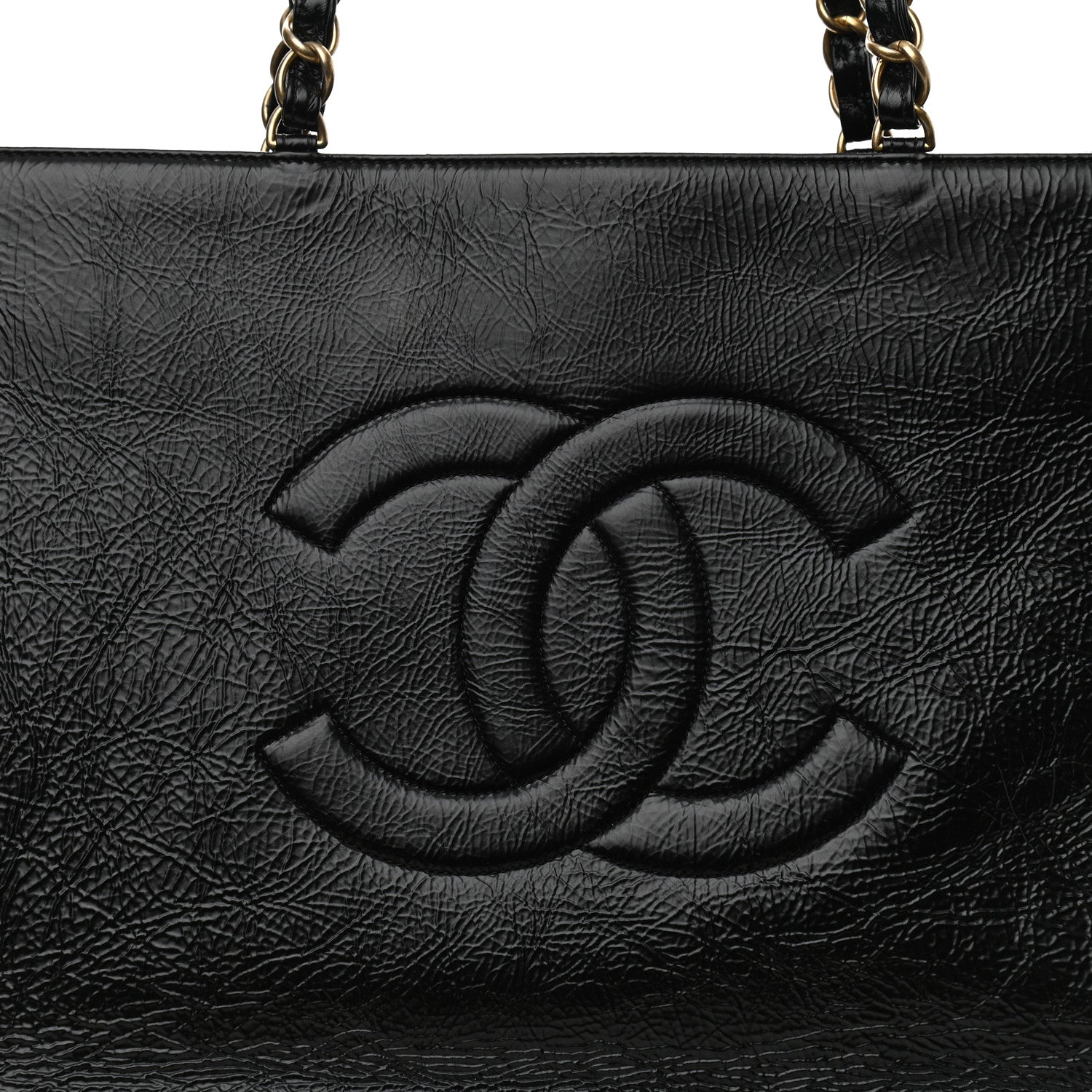Chanel Shiny Aged Calfskin Shopping Bag Black 8 of 10