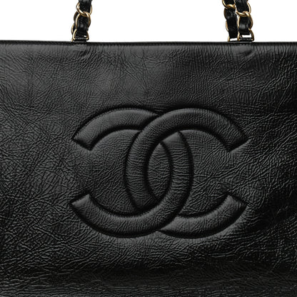 Chanel Shiny Aged Calfskin Shopping Bag Black 8 of 10