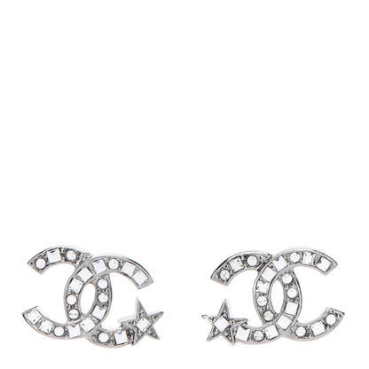 Chanel Crystal CC Starfall Earrings Silver 1 of 5