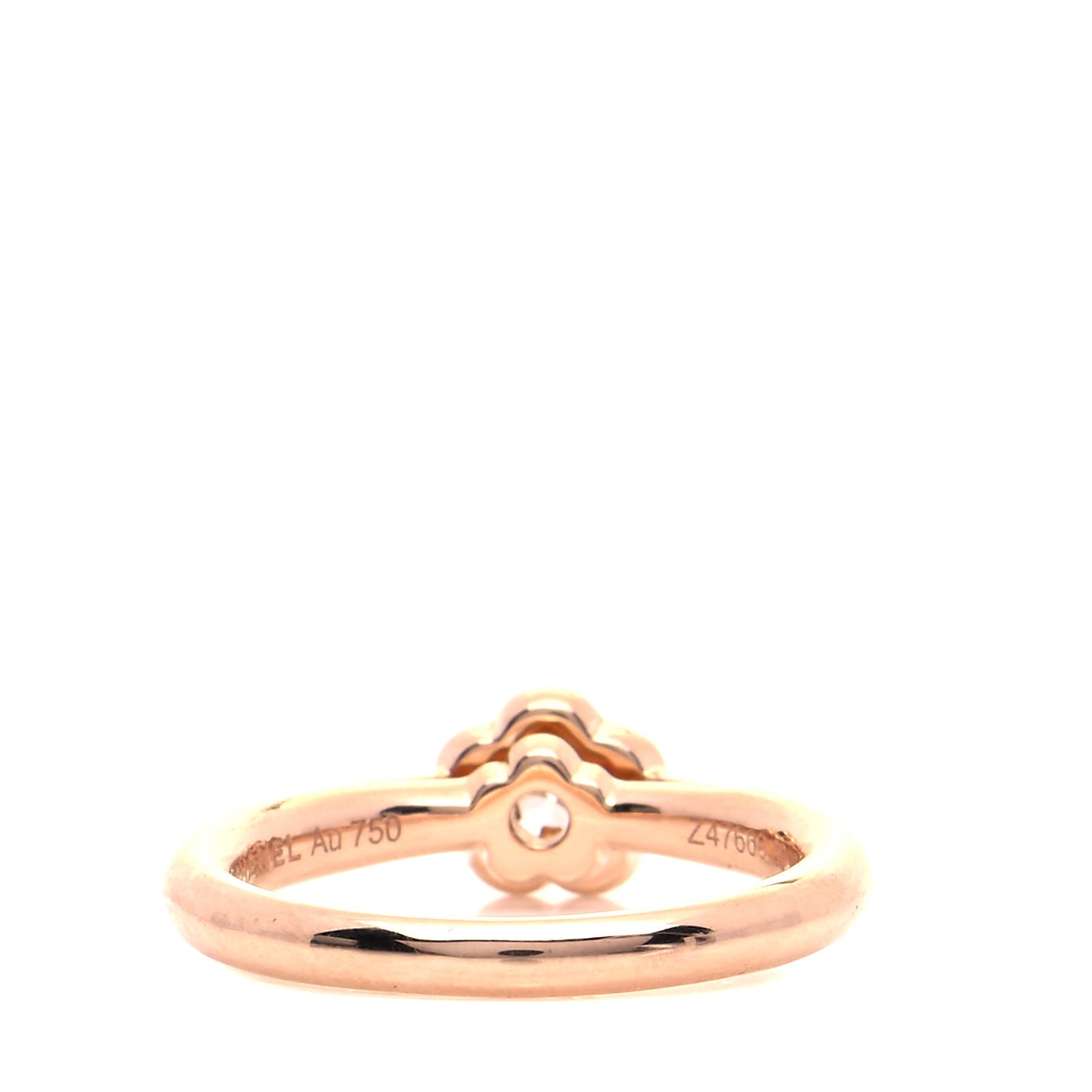 18K Beige Gold Diamond .23ct Camelia Solitaire Ring 50 5.25