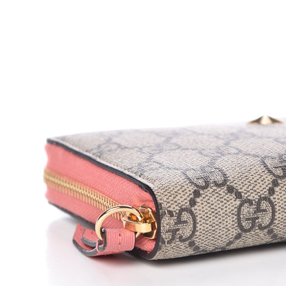 Gucci GG Supreme Monogram Embroidered Face Zip Around Wallet Pink 8 of 10