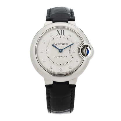 Cartier Stainless Steel Alligator Diamond 33mm Ballon Bleu De Cartier Automatic Watch 1 of 5