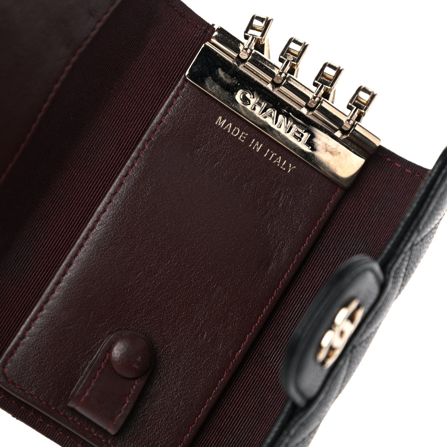 Caviar Quilted Classic 4 Key Holder Wallet Black