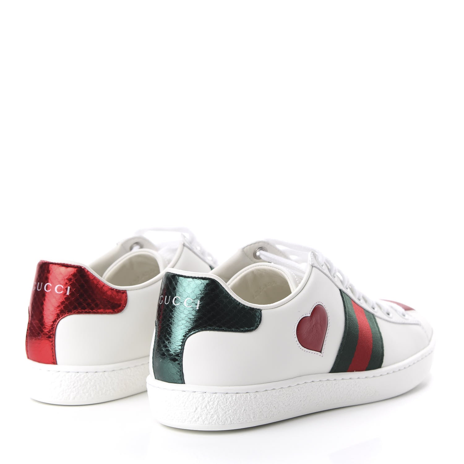 Gucci Calfskin Web Heart Embroidered Womens Ace Sneakers 36 White 4 of 9
