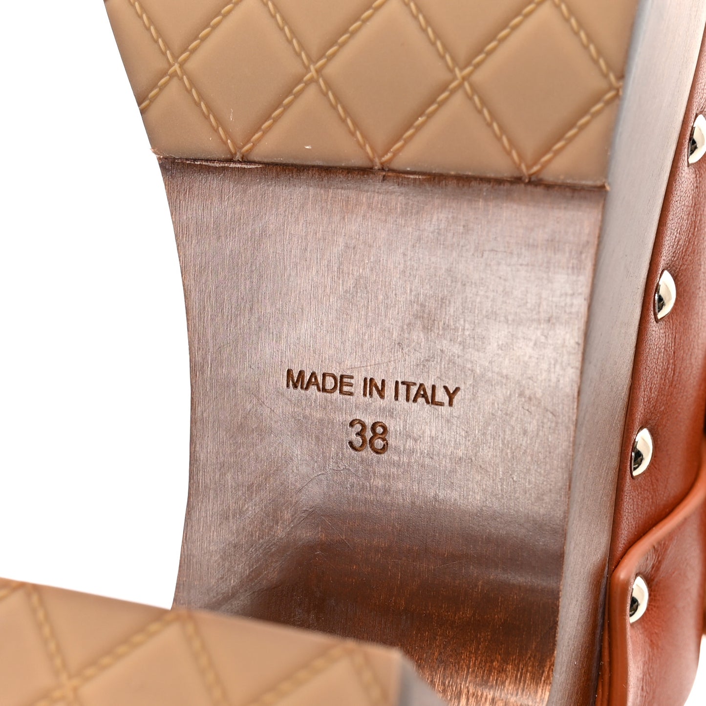 Calfskin Camellia Clogs 38 Brown