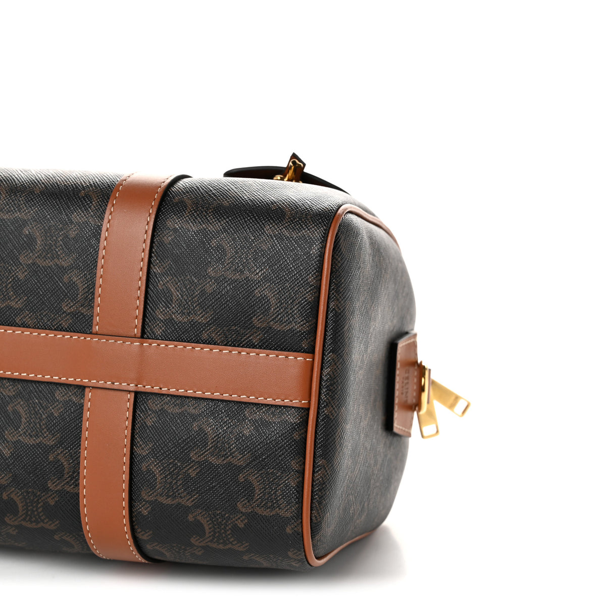 Celine Triomphe Canvas Calfskin Medium Boston Bag Tan 11 of 11