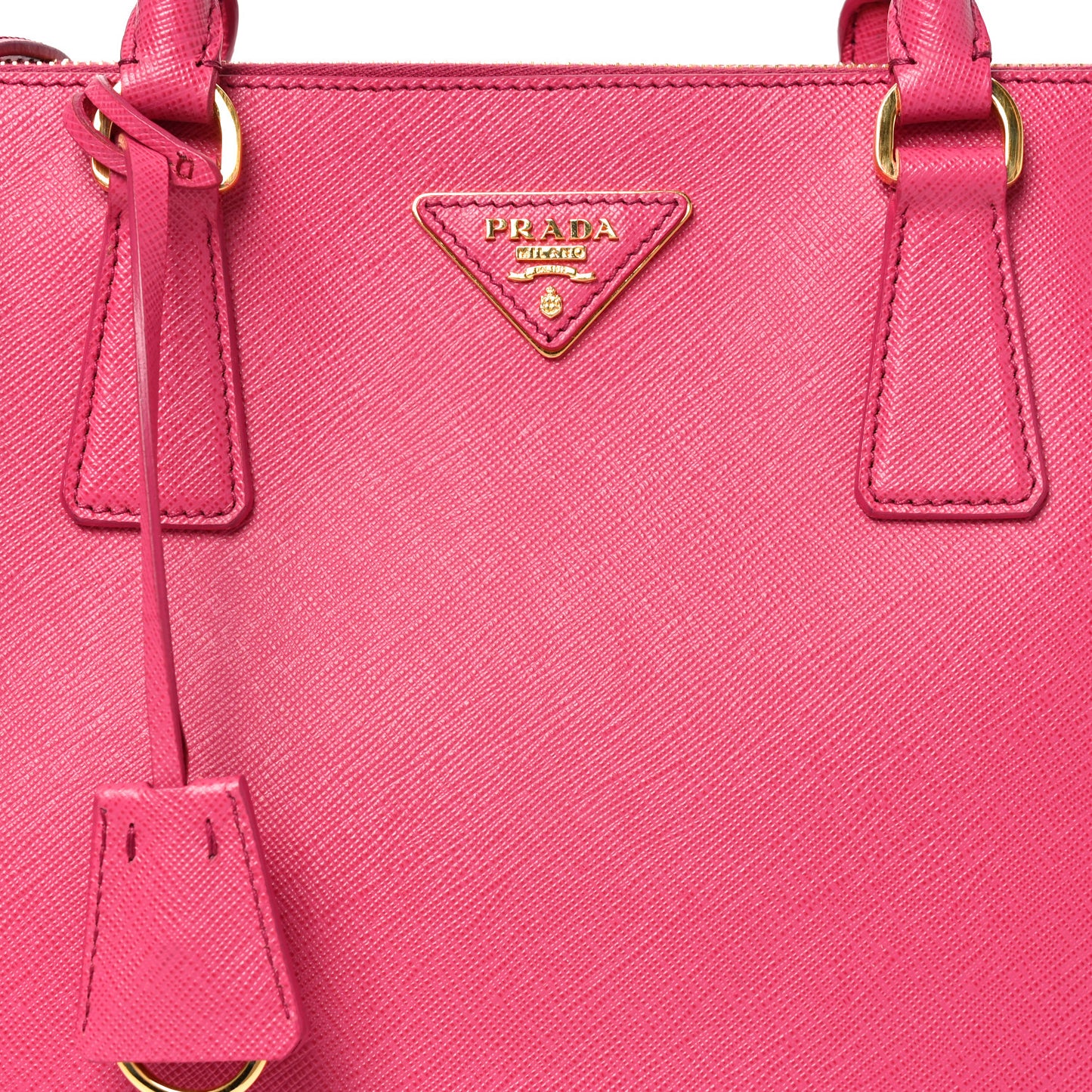 Saffiano Lux Medium Galleria Double Zip Tote Fuxia