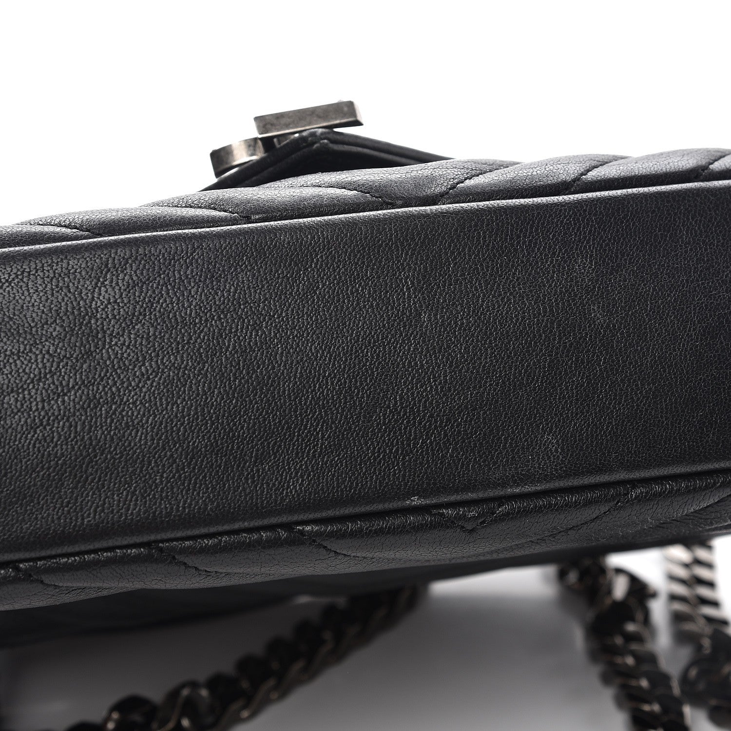 Saint Laurent Sheepskin Matelasse Chevron Monogram Medium College Bag Black 9 of 9