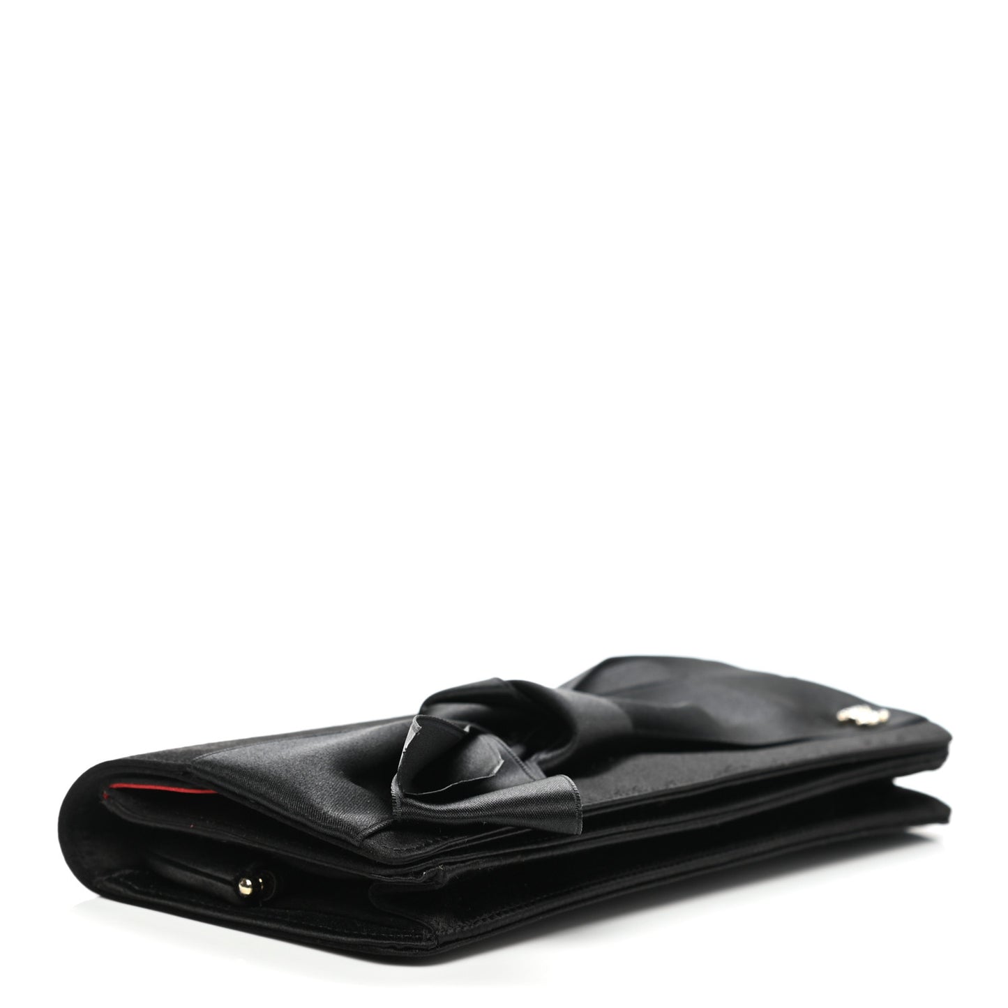 Satin Bow Clutch Black