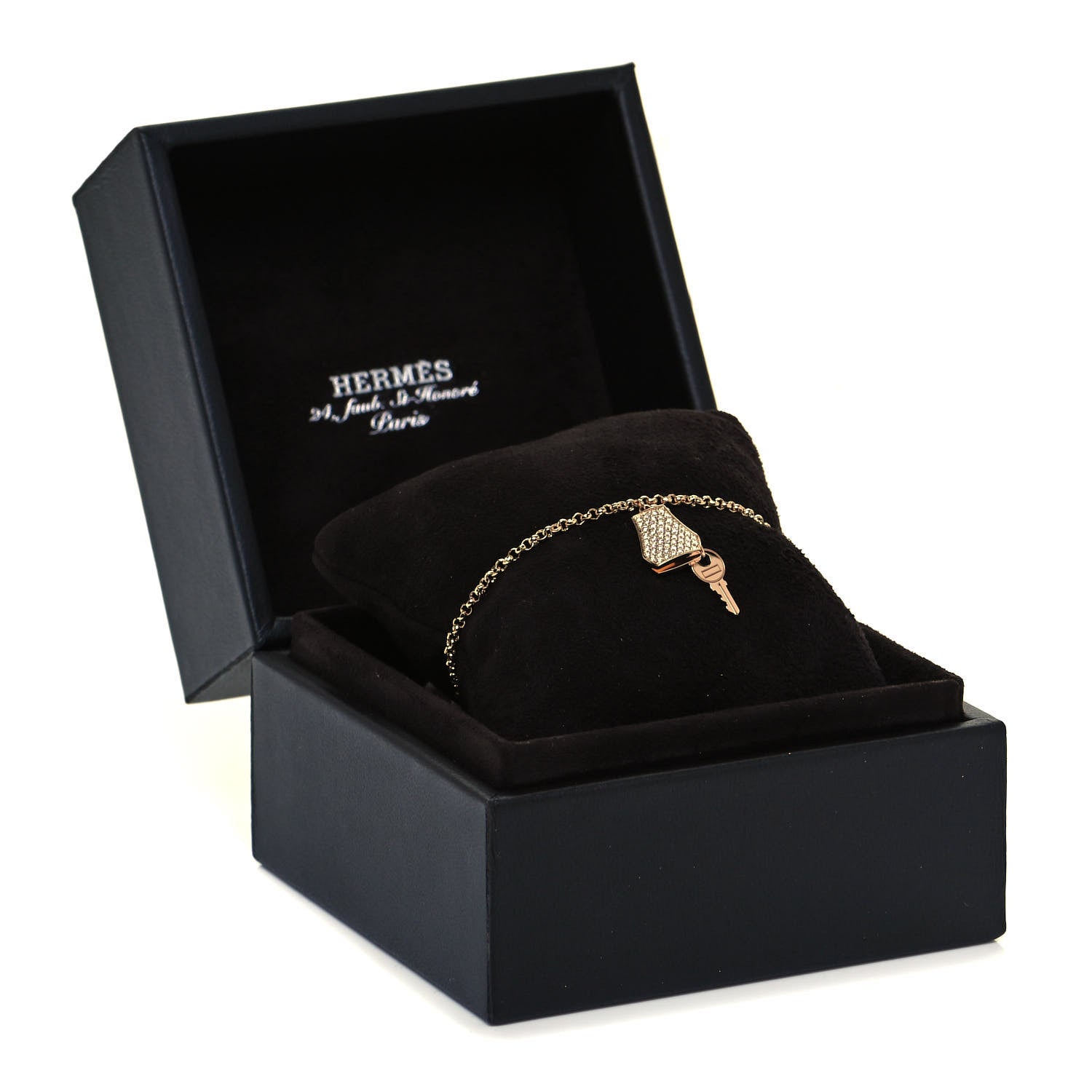 Hermes 18K Rose Gold Diamond PM Kelly Clochette Bracelet SH 6 of 6