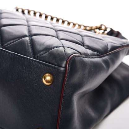 Chanel Calfskin Quilted Tote Dark Navy Red 13 of 18