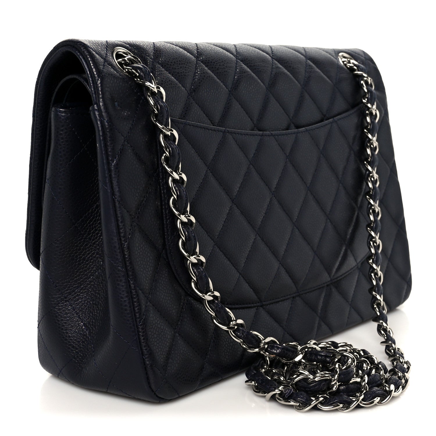 Chanel Caviar Quilted Jumbo Double Flap Navy Blue 3 of 12
