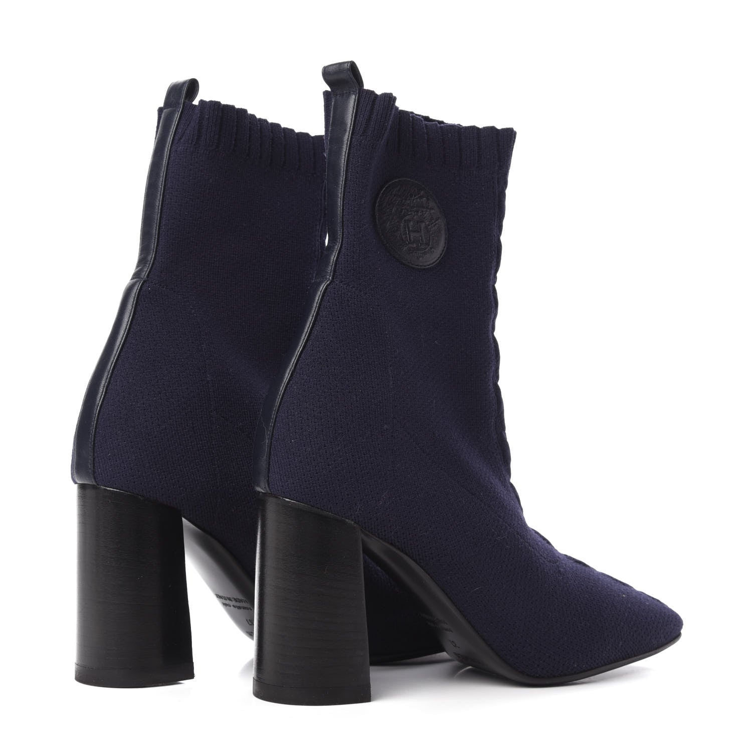 Hermes Knit Calfskin Volver Ankle Boots 37 Bleu Diplomatique 4 of 8