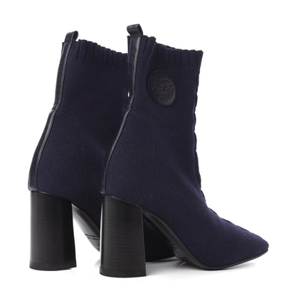 Hermes Knit Calfskin Volver Ankle Boots 37 Bleu Diplomatique 4 of 8