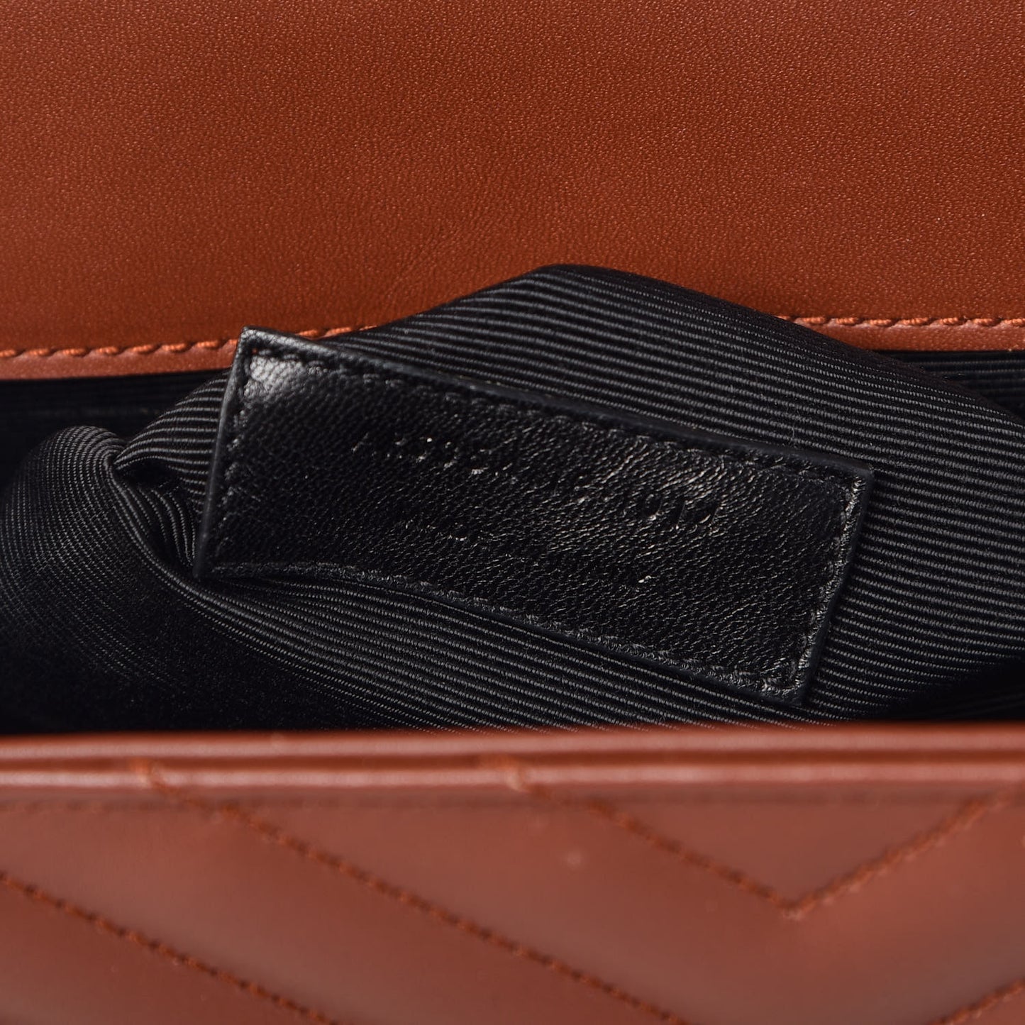 Smooth Calfskin Matelasse Chevron Large Monogram Satchel Brown