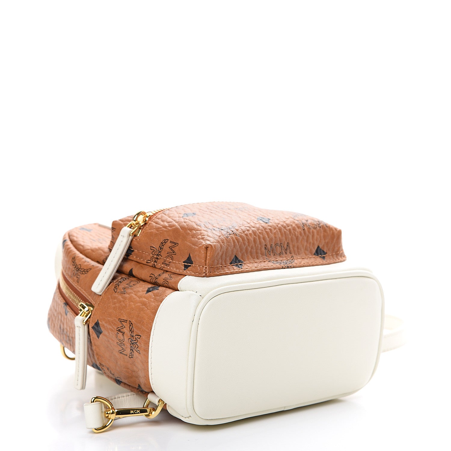 MCM Visetos X-Mini Stark Backpack Cognac White 3 of 9