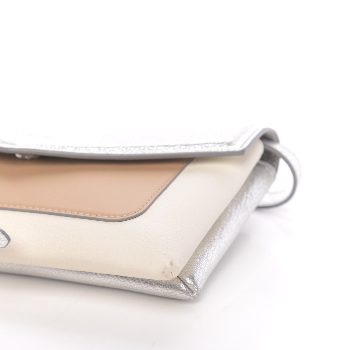 Calfskin Duetto Crossbody Bag Silver
