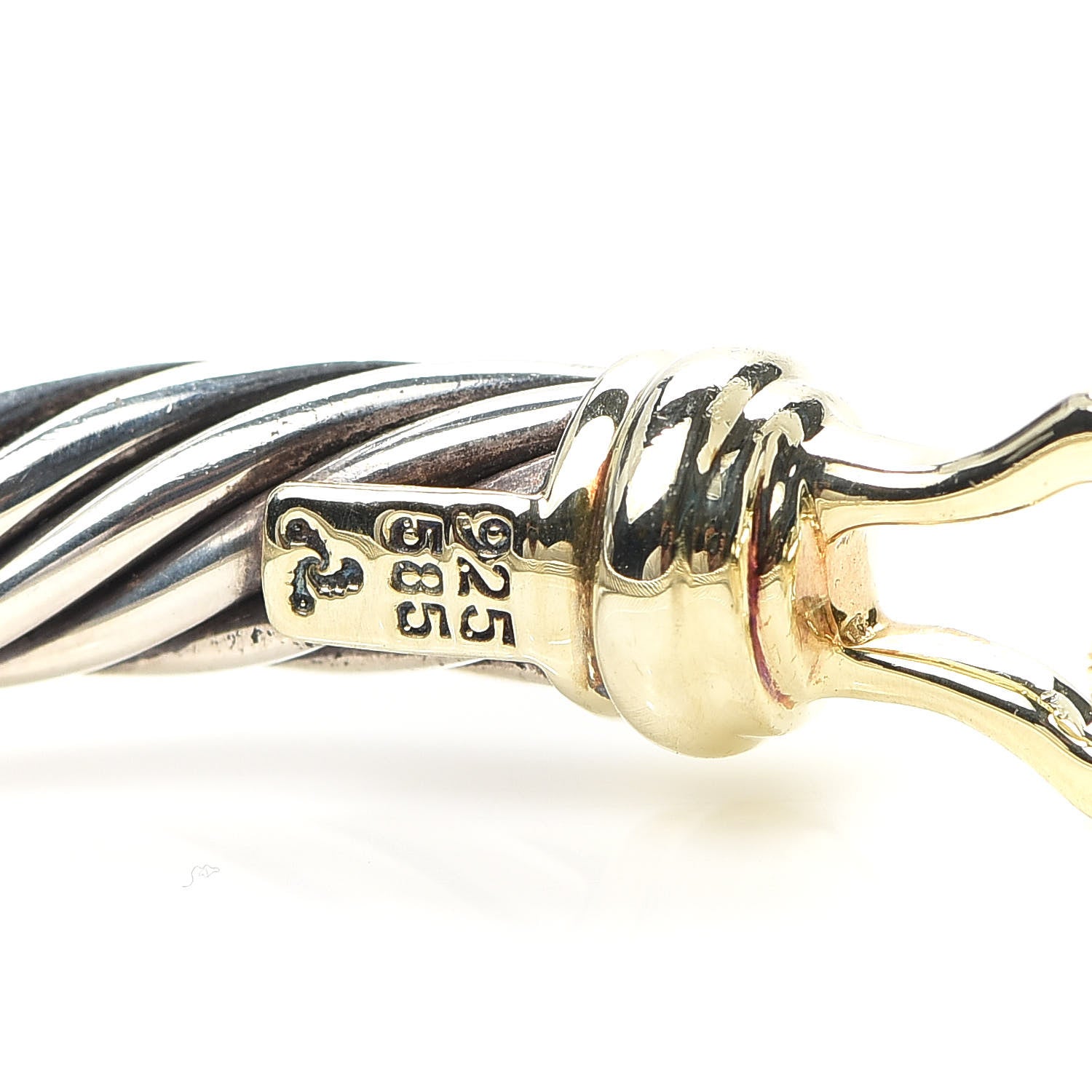David Yurman Sterling Silver 14K Yellow Gold 7mm Cable Classic Buckle Bracelet 4 of 5
