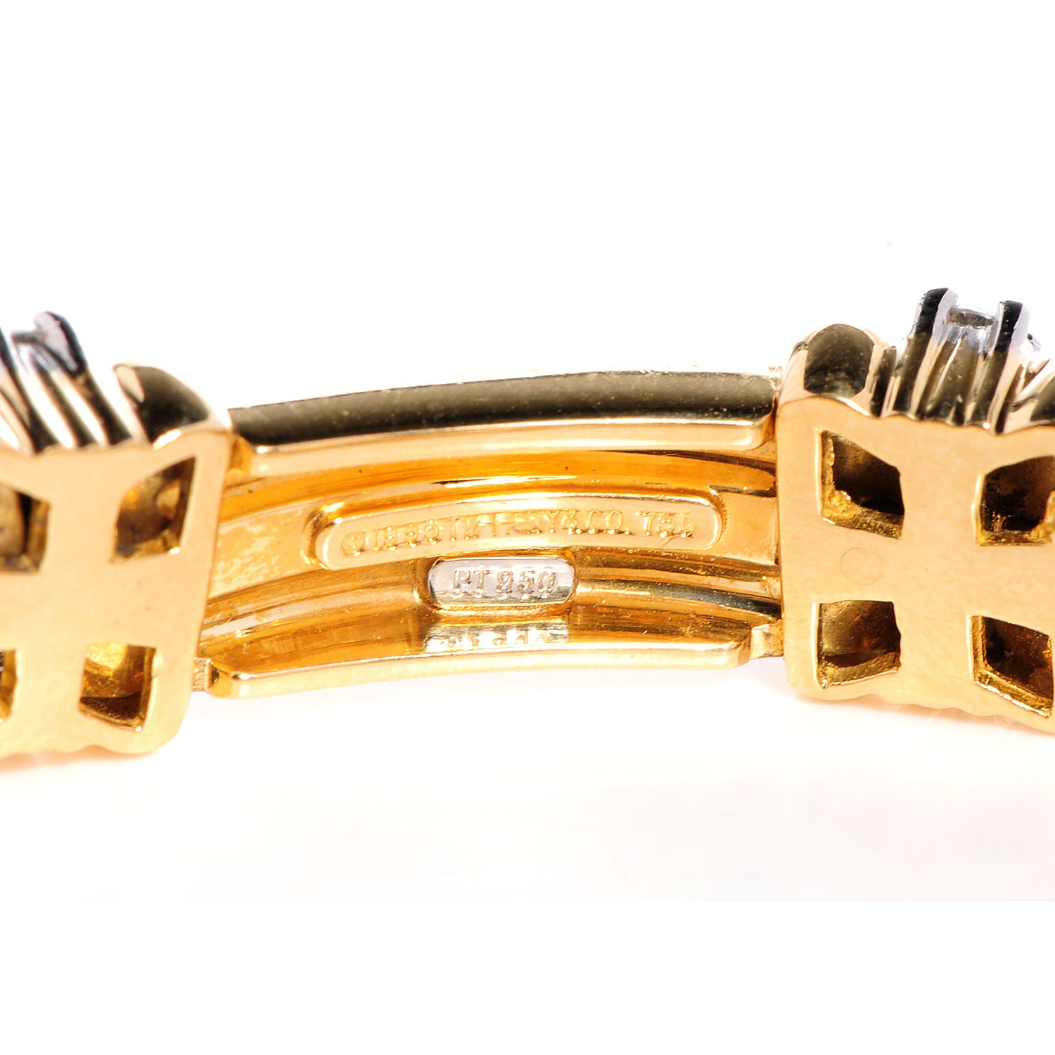 Tiffany 18K Yellow Gold Platinum Diamond Atlas Bracelet 3 of 5