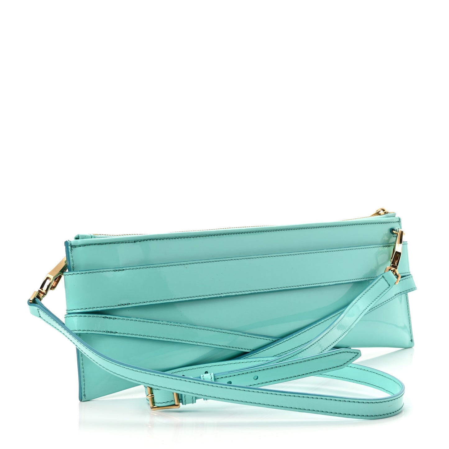 Patent Bridle Calfskin Parmoor Clutch Bag Turquoise