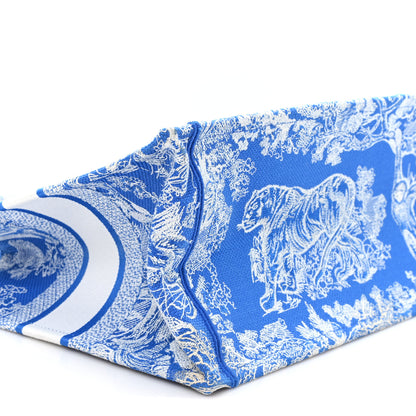 Christian Dior Canvas Embroidered Medium Dioriviera Toile De Jouy Book Tote Fluorescent Blue 9 of 10