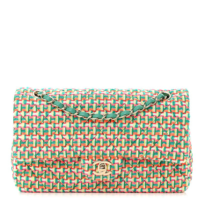Chanel Tweed Quilted Medium Double Flap Multicolor Green 1 of 12