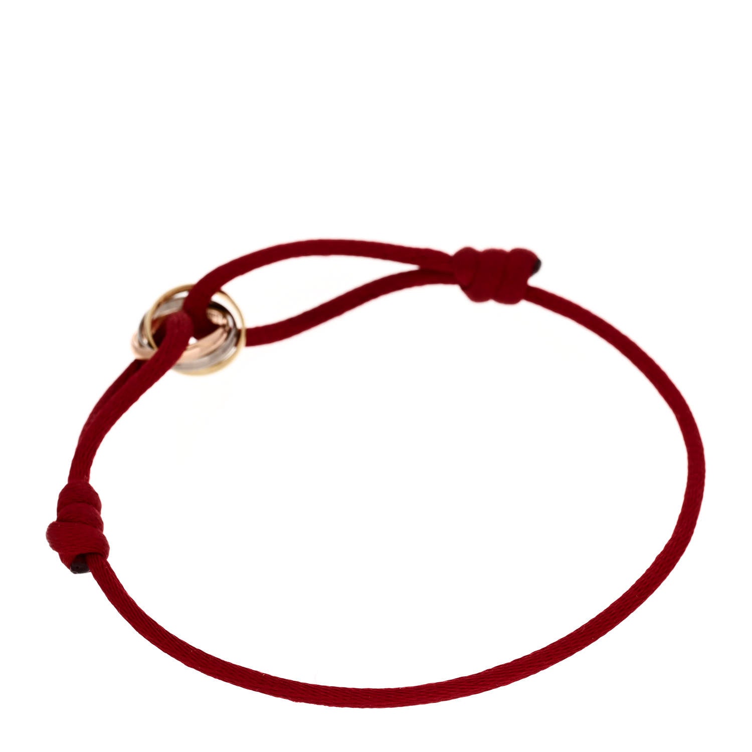 Cartier 18K Pink Yellow White Gold Trinity Cord Bracelet Red 2 of 5