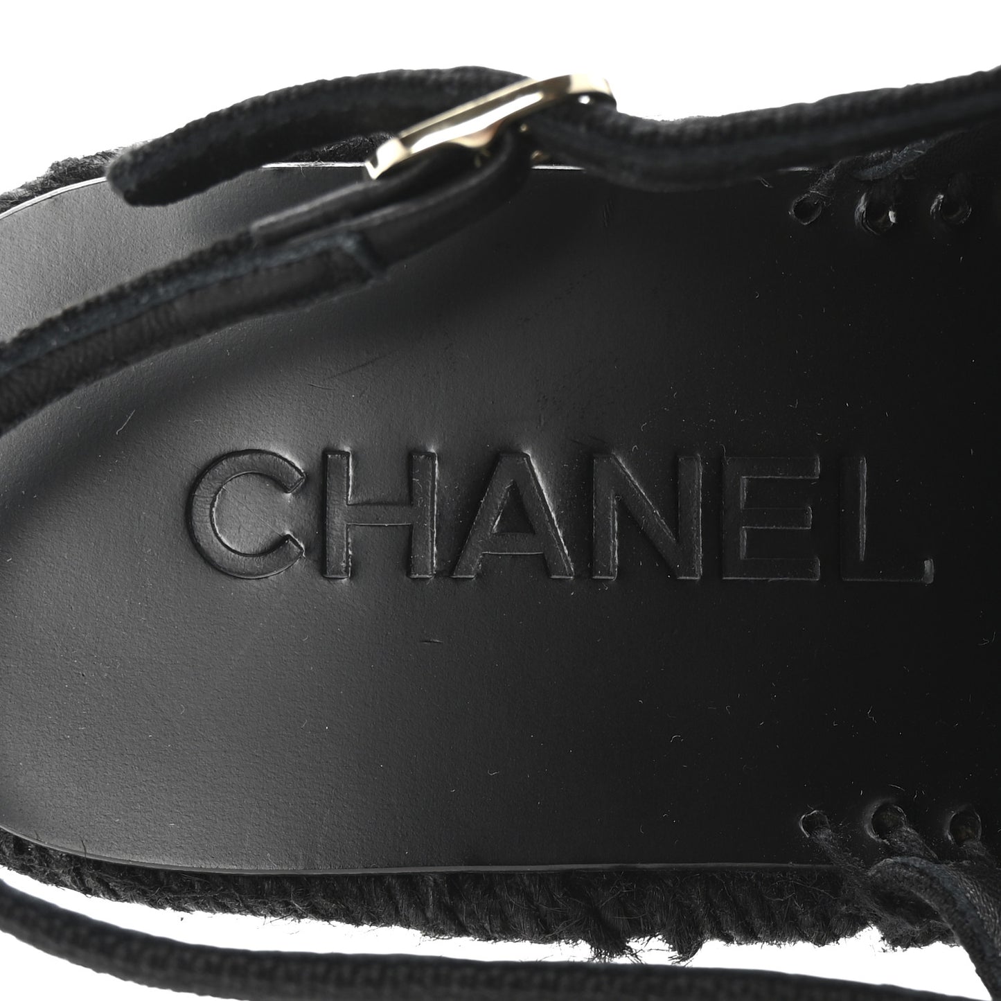 Canvas Strass CC Espadrille Slingback Sandals 39 Black