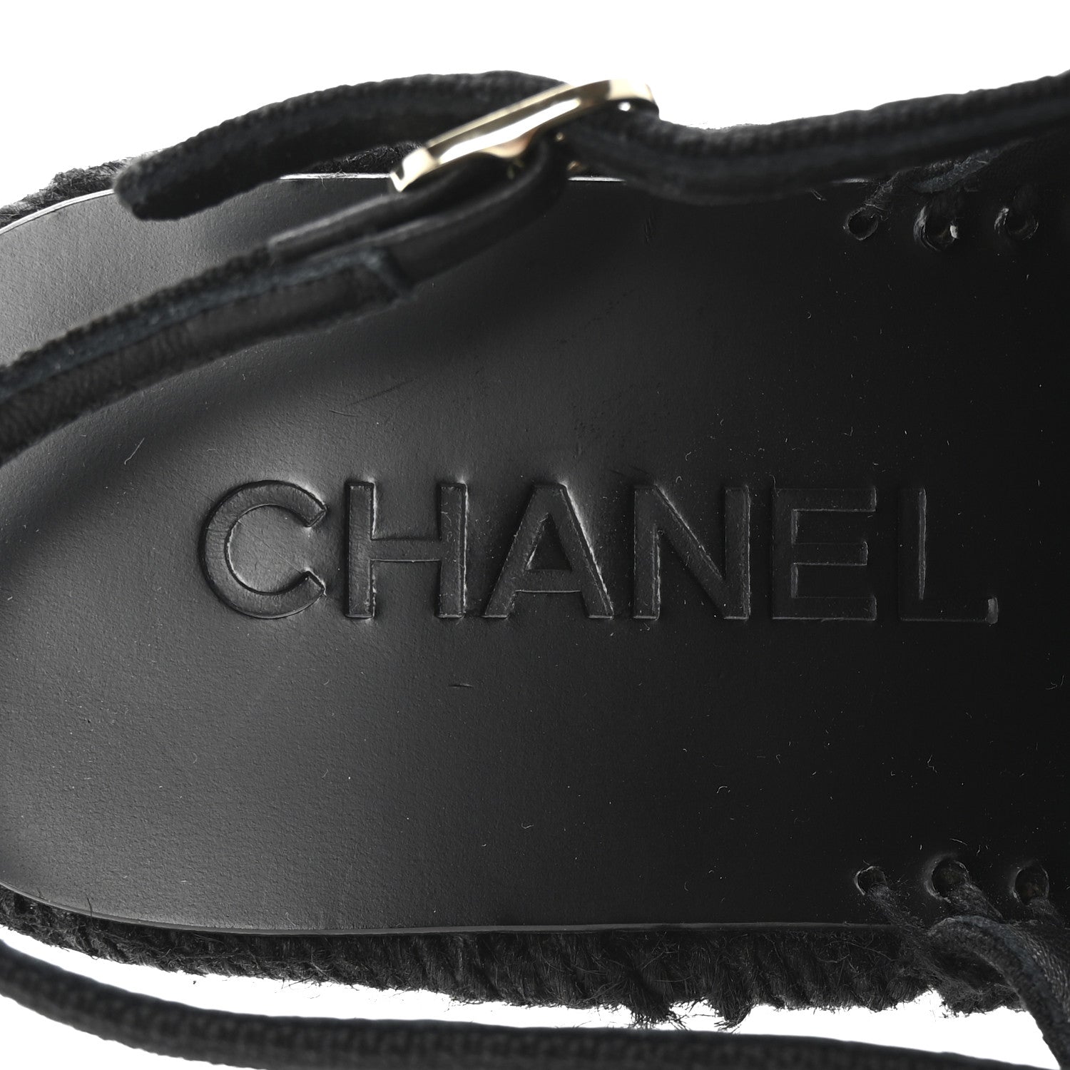 Chanel Canvas Strass CC Espadrille Slingback Sandals 39 Black 8 of 10