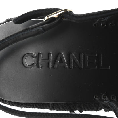 Chanel Canvas Strass CC Espadrille Slingback Sandals 39 Black 8 of 10