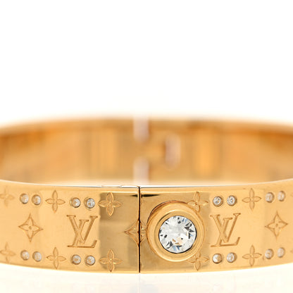 Louis Vuitton Brass Crystal Monogram Nanogram Strass Cuff M Gold 7 of 8