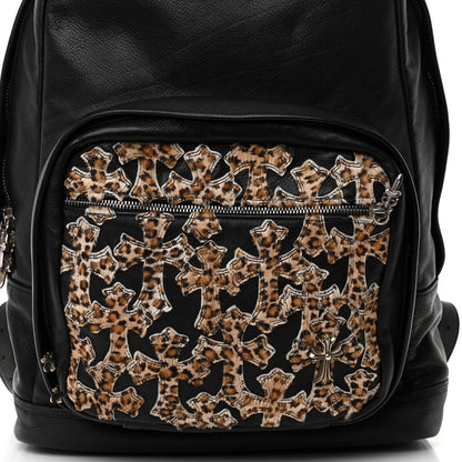 Chrome Hearts Calfskin Pony Hair Leopard Print Cross Patch 7th Grade Backpack Black Brown 7 of 9