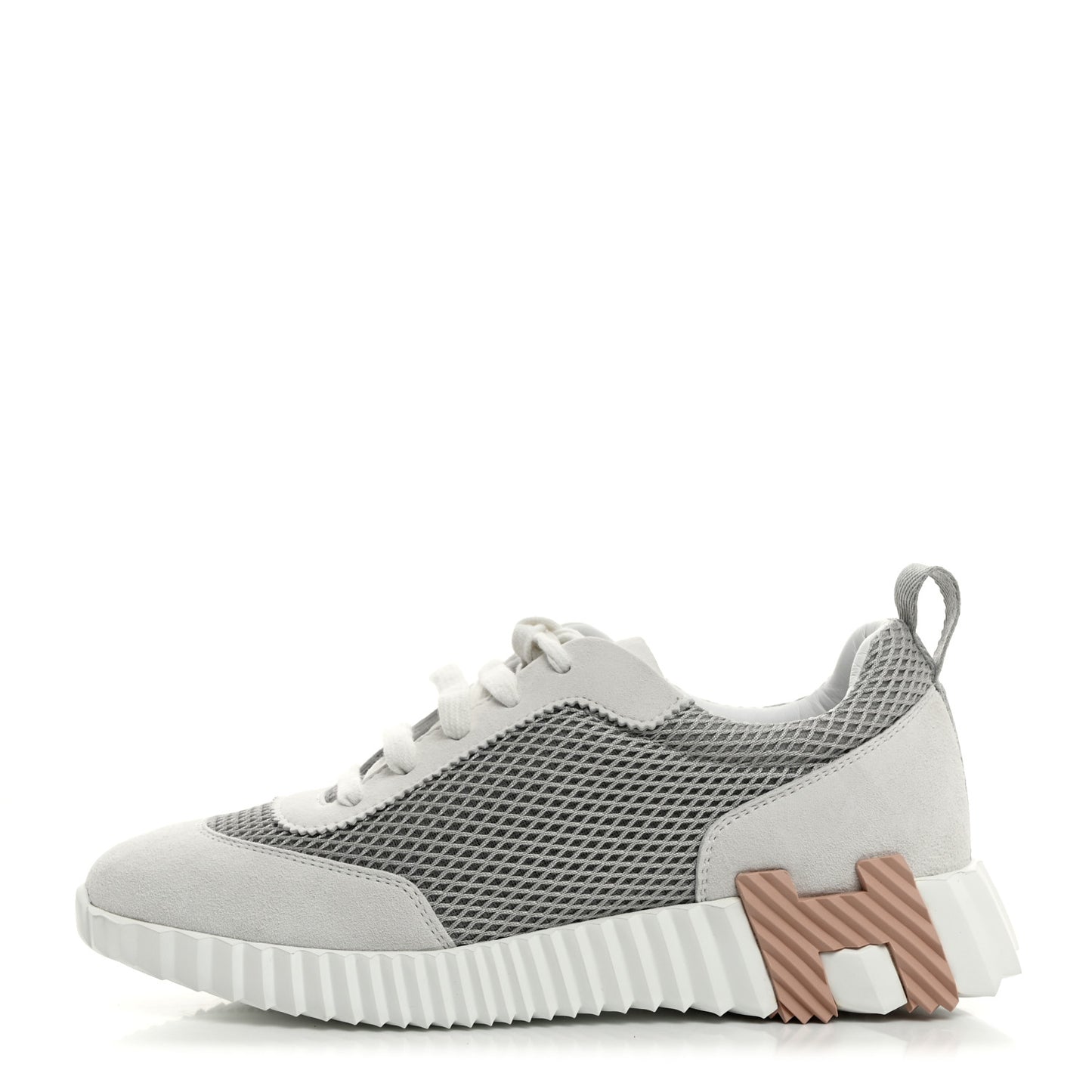 Air Mesh Suede Goatskin Bouncing Sneakers 38 Gris Lulea White
