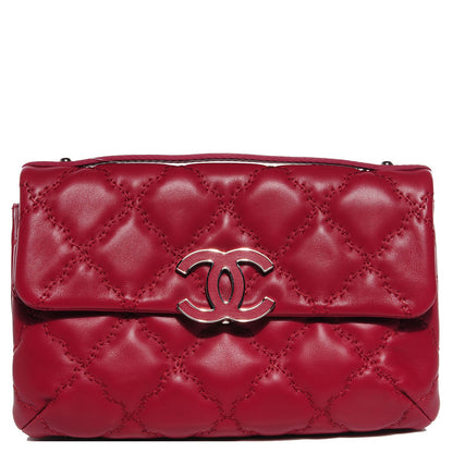 Chanel Calfskin Quilted Double Stitch Hamptons Clutch with Chain Red 1 of 7