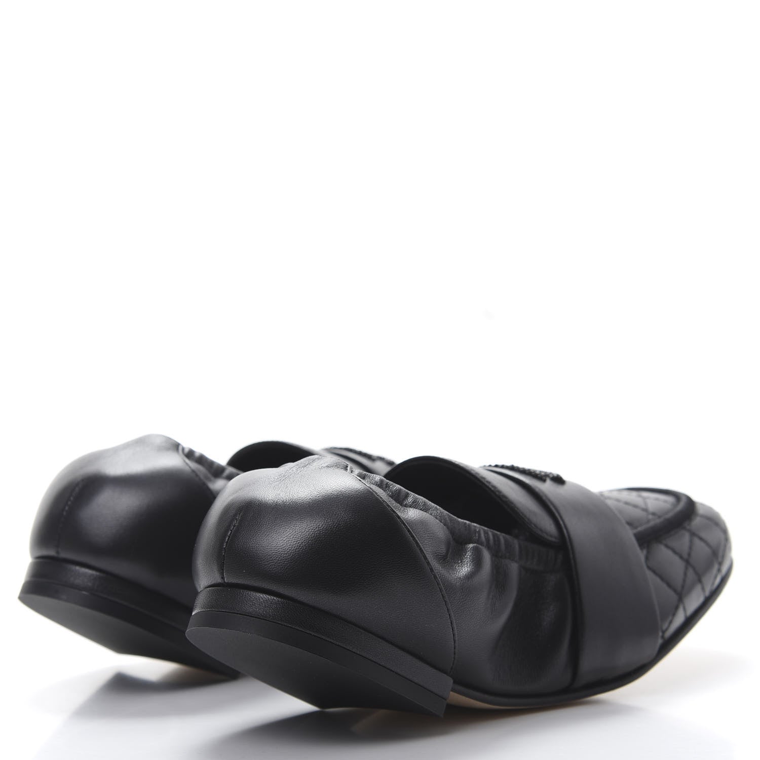 Chanel Laminated Lambskin Womens Quilted Elastic CC Moccasin Loafers 35 Black 4 of 10