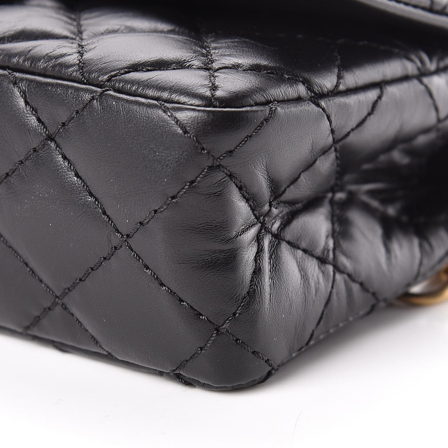 Aged Calfskin Quilted 2.55 Reissue Flap Belt Bag Clutch Black