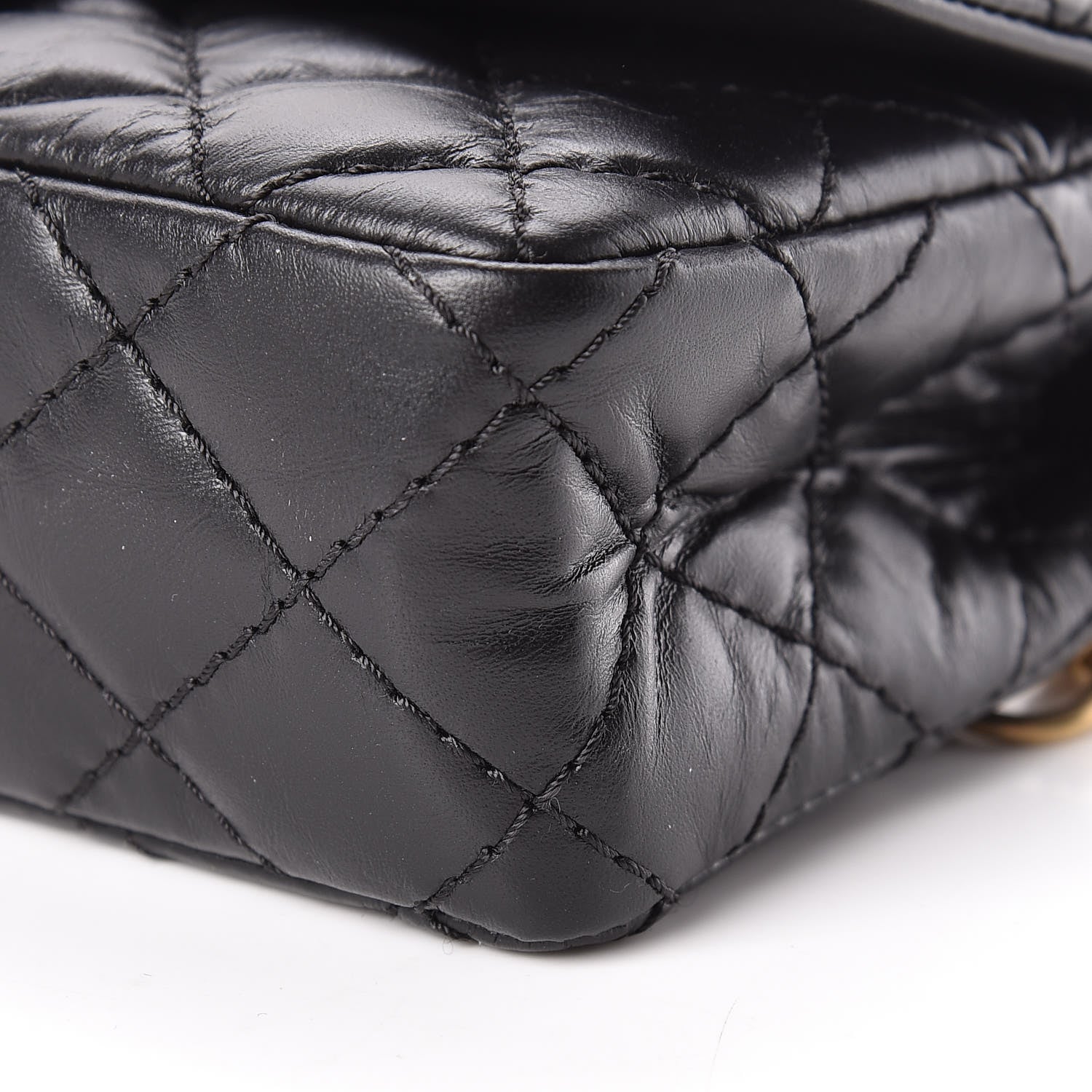 Chanel Aged Calfskin Quilted 2.55 Reissue Flap Belt Bag Clutch Black 10 of 11