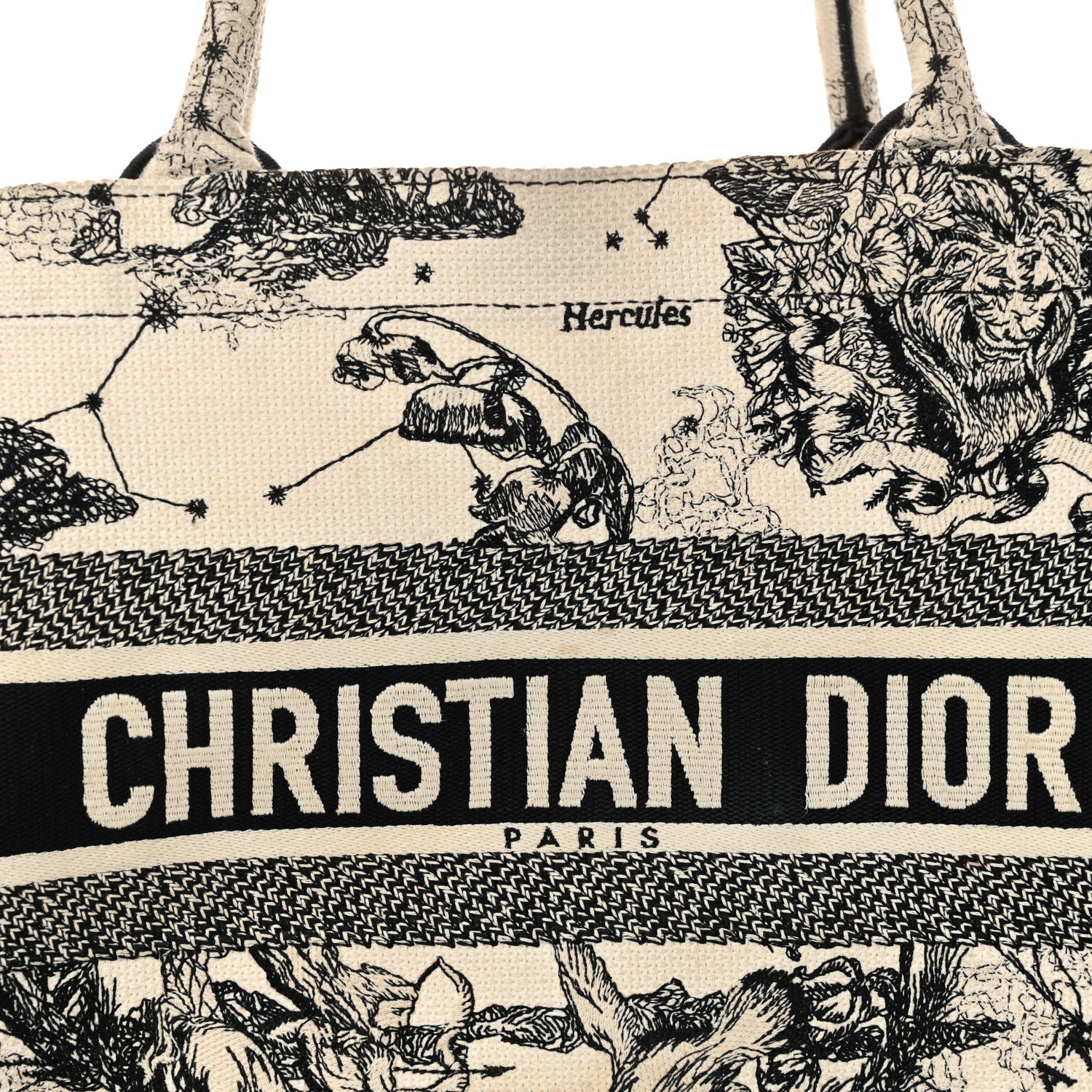 Christian Dior Canvas Zodiac Toile De Jouy Embroidered Medium Book Tote Latte 8 of 22