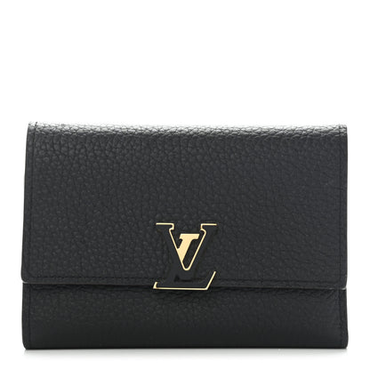 Louis Vuitton Taurillon Capucines Compact Wallet Black 1 of 9