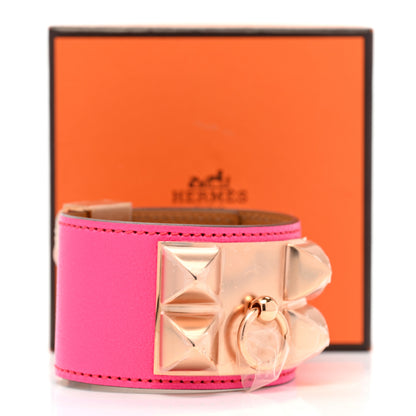 Hermes Chevre Chamkila Collier de Chien CDC Bracelet T3 Rose Pop 7 of 7