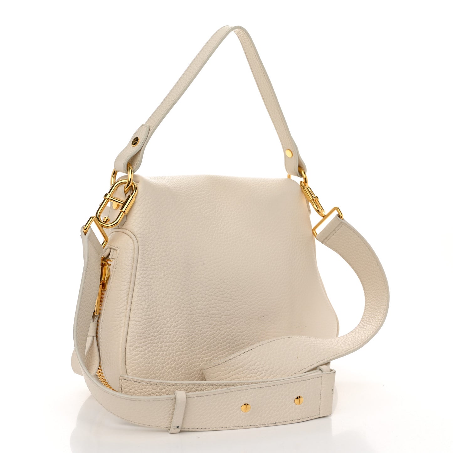 Grained Calfskin Medium Double Strap Jennifer Crossbody Chalk