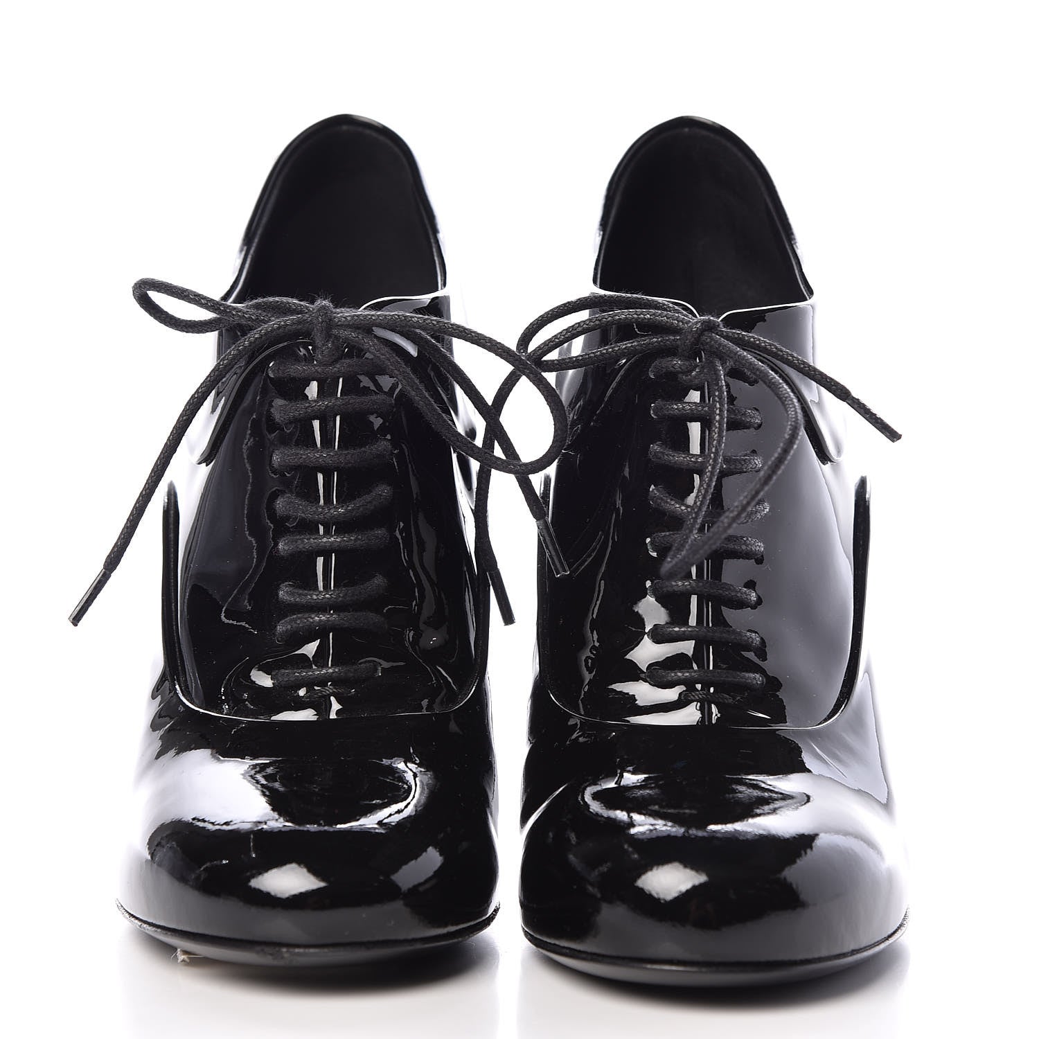 Chanel Patent Calfskin Pearl Oxford Lace Up Ankle Booties 36 Black 2 of 9