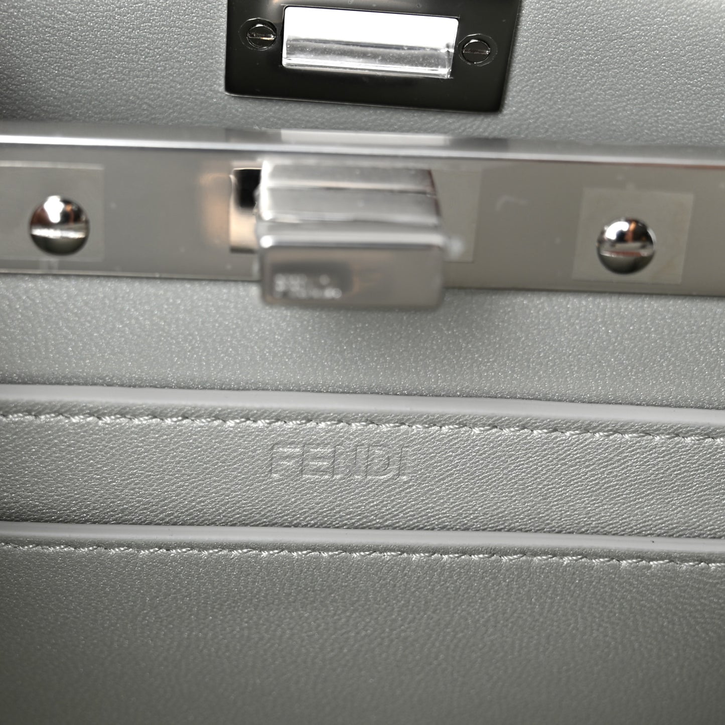 Iridescent Crystal Vitello Laminato Suede FF Petite Peekaboo I SEE U Satchel Cappuccino